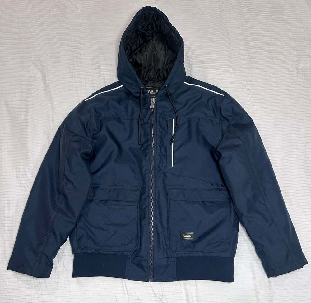 Walls Workwear Hooded Jacket Size L Navy Blue Insulated Workwear
